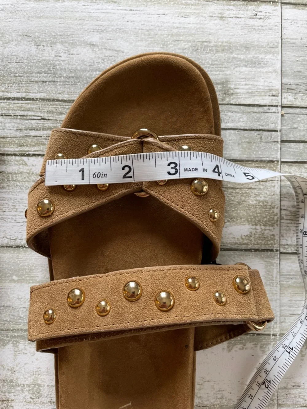 Zara Tan Studded Double-Strap Slide Sandals - Picture 7 of 7